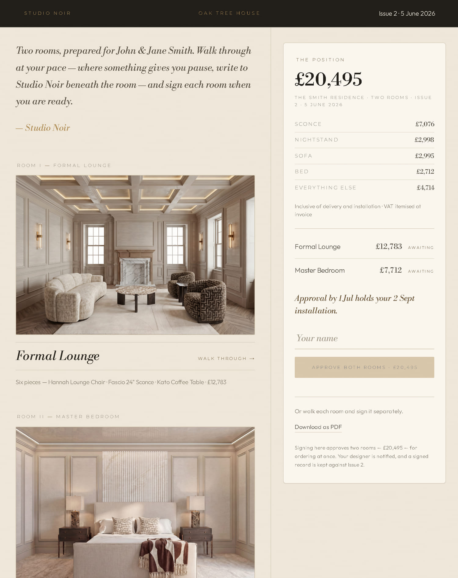 The client signing room