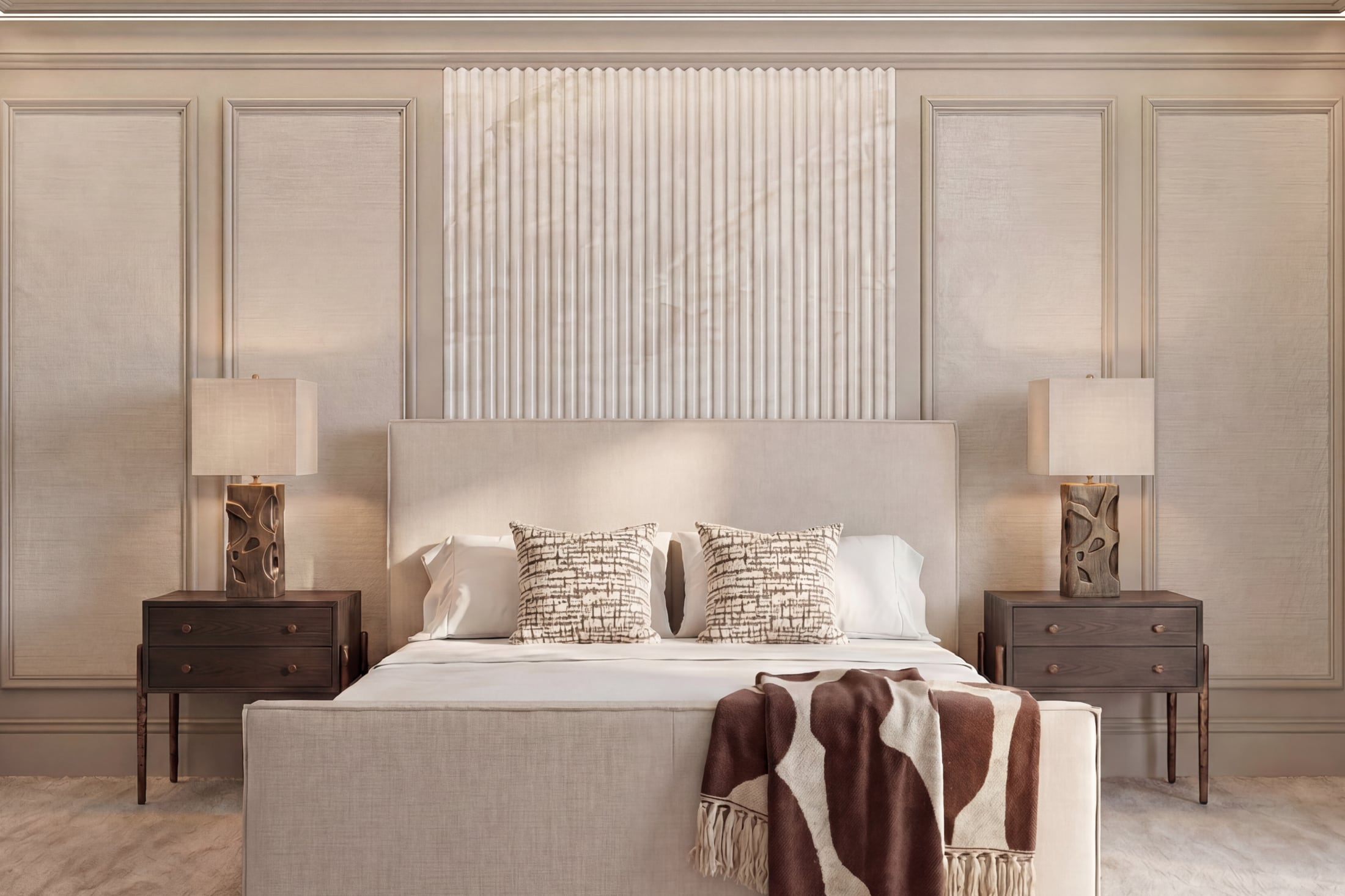 The master bedroom, furnished from the catalogue